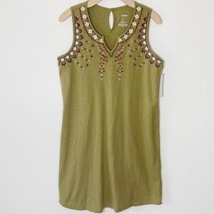 NWT - Sonoma Women’s Embroidered Dress (Olive Green, Medium)